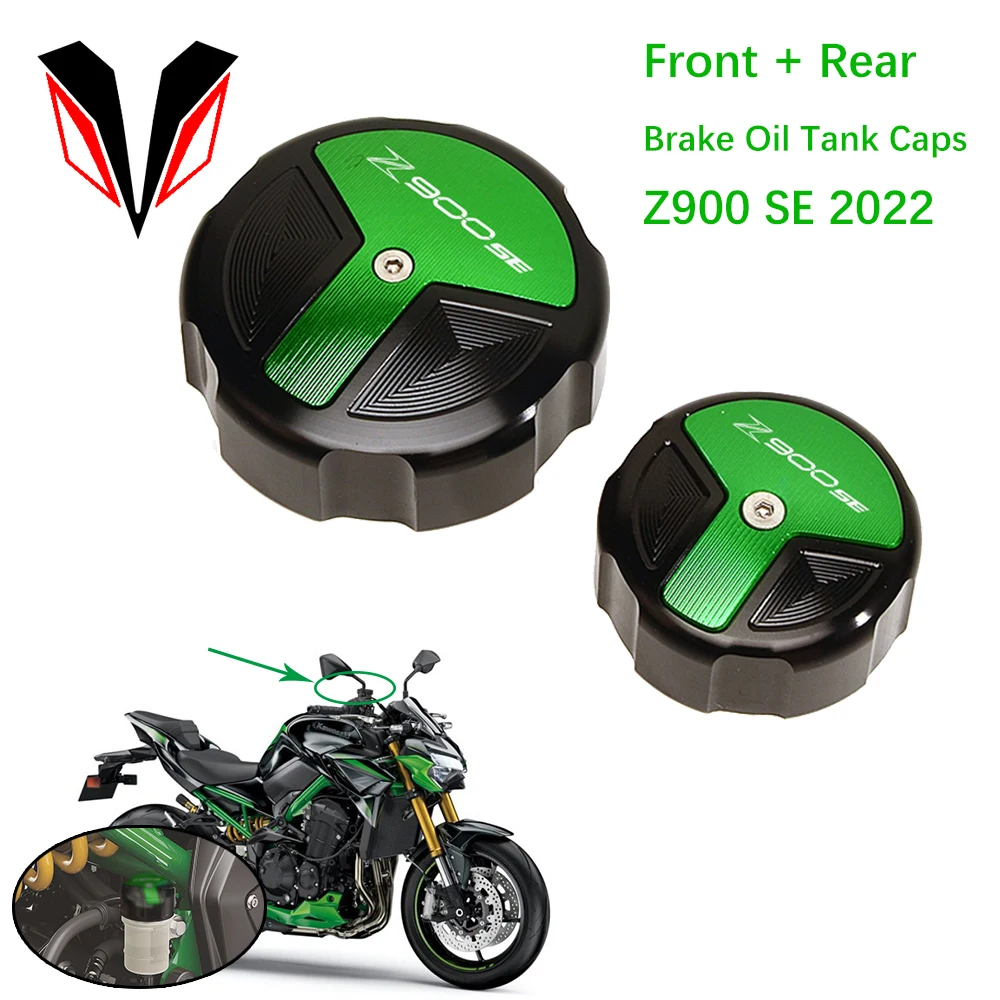

Latest For KAWASAKI Z900 RS SE 2022 Z900SE Accessories Motorcycle Aluminum Front Rear Brake Fluid Reservoir Cover Oil Tank Cap