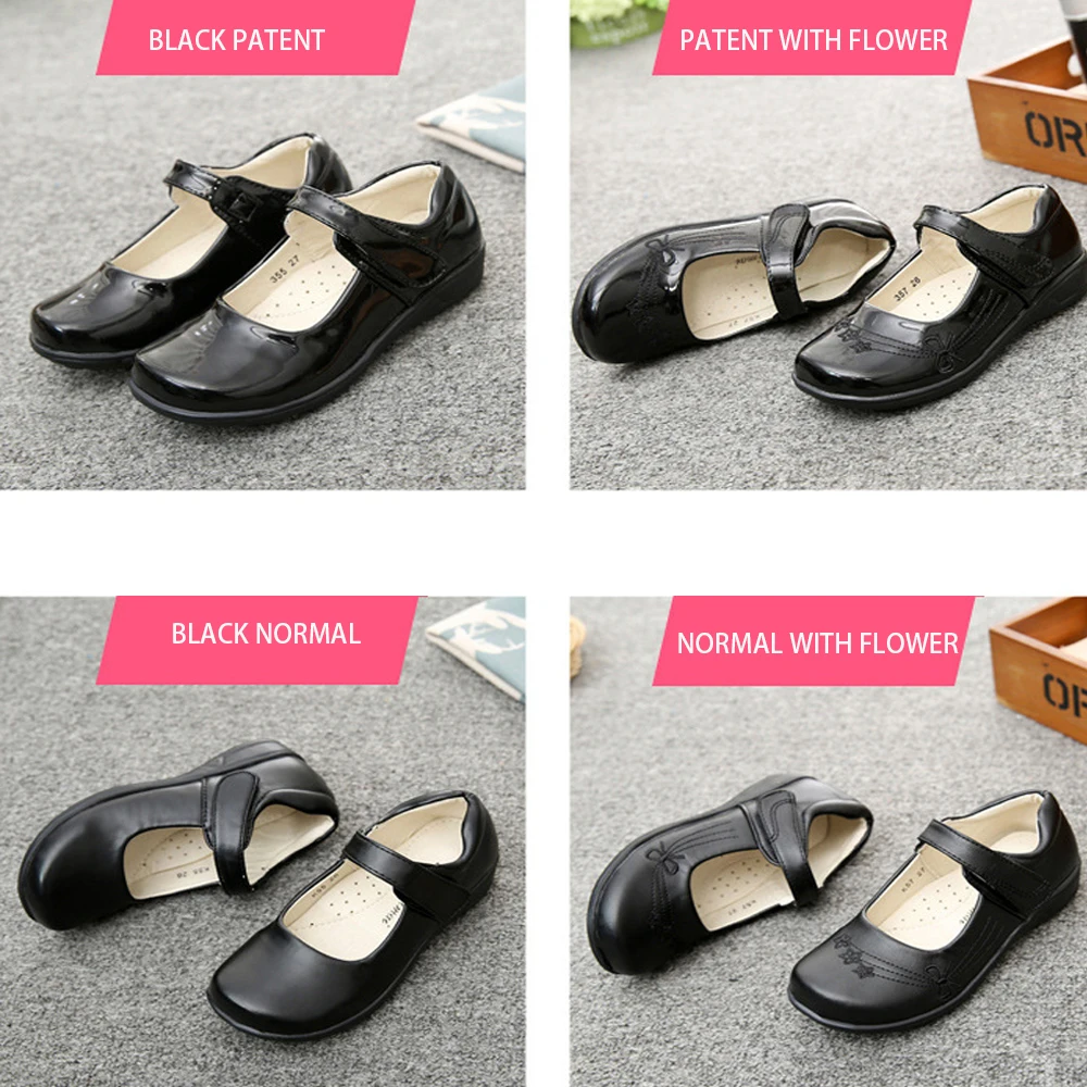 school shoe girl PU leather strip velco anti skip HI POLY insock |