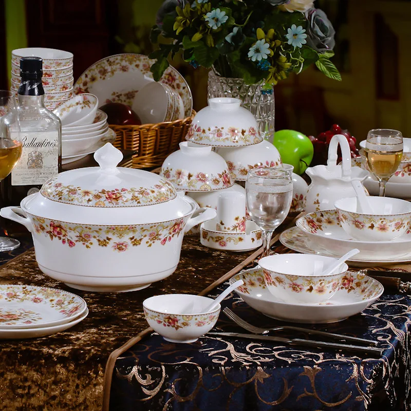 Verkaufen Glasuren In Farbe Jingdezhen Bone China Besteck Set 59 STÜCK Schöne Schalen Und Schüsseln Set Schalen Und Schüsseln Set Schüsseln