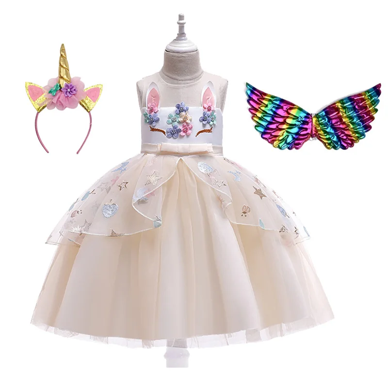 2021 Единорог одежда для девочек платье на день рождения детей вечерние принцессы