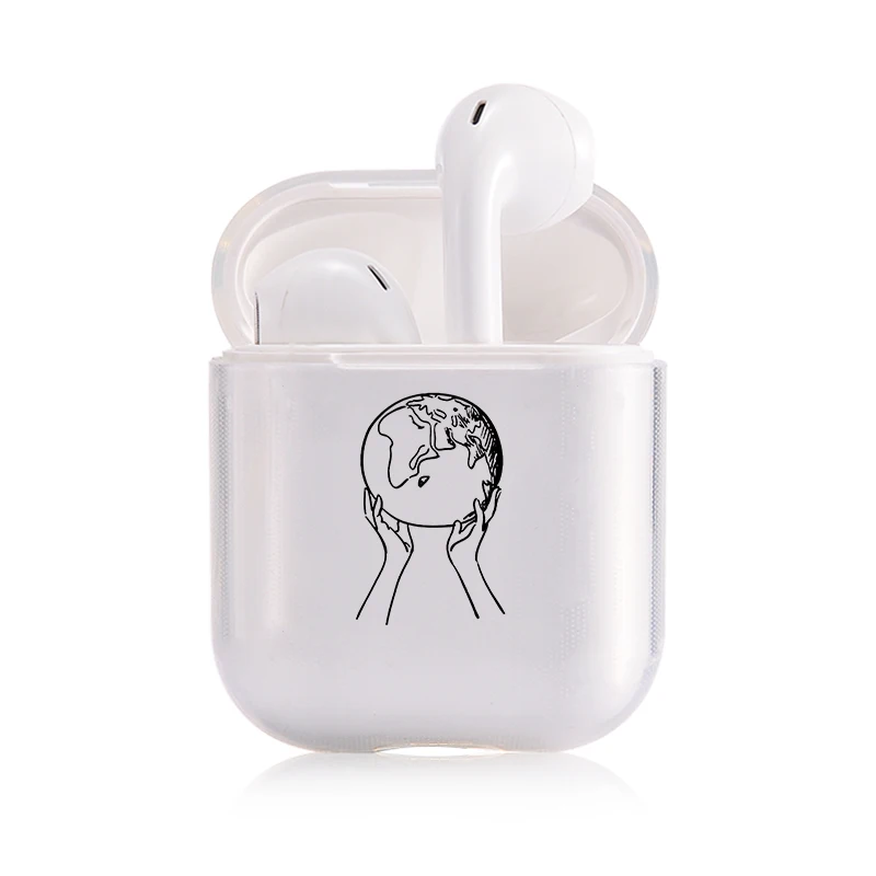 Прекрасный портативный чехол Airpods, беспроводное сердце, черная буква, зеленый круг, милый поп прозрачный защитный чехол для наушников