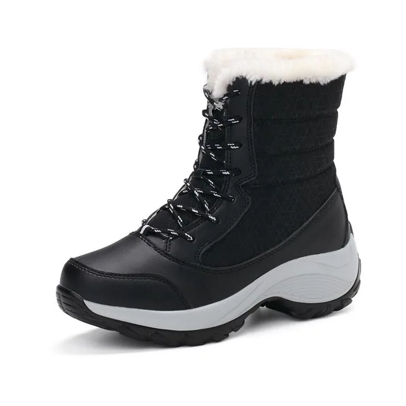 Черный Модные женские ботильоны; зимние ботинки; женская зимняя обувь; ботинки на платформе; женские зимние ботинки; женская обувь; красные ботинки; большие размеры - Цвет: Черный