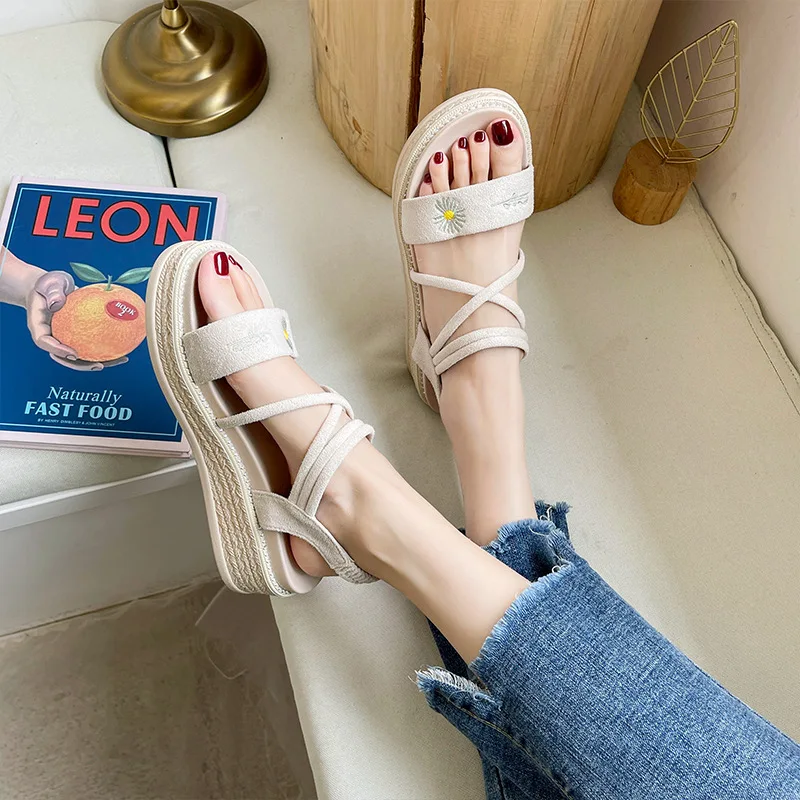 

Velvet Shoes 2021 Sandals Muffins shoe Espadrilles Platform Clogs Wedge Med Clear Heels All-Match Suede Comfort New Flat High Su