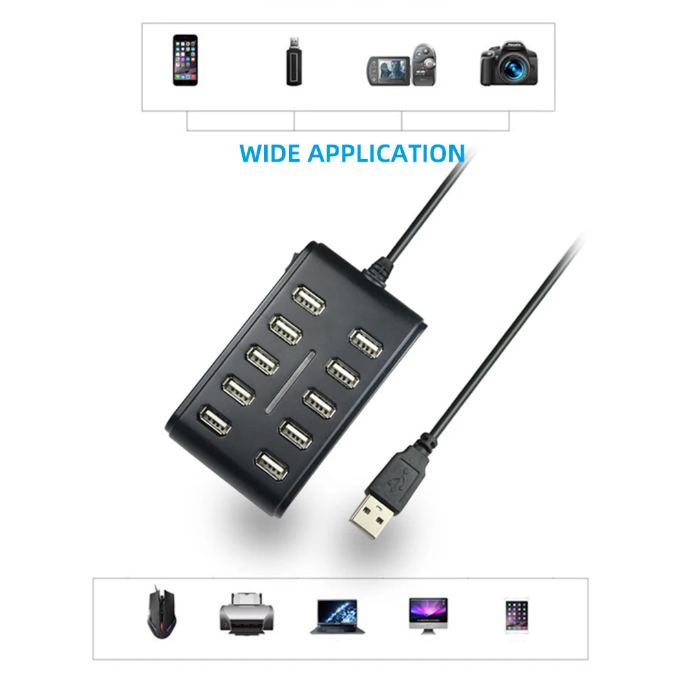Высокоскоростной USB 2 0 концентратор 480 Мбит/с 10 Мульти компьютер usb-хаб
