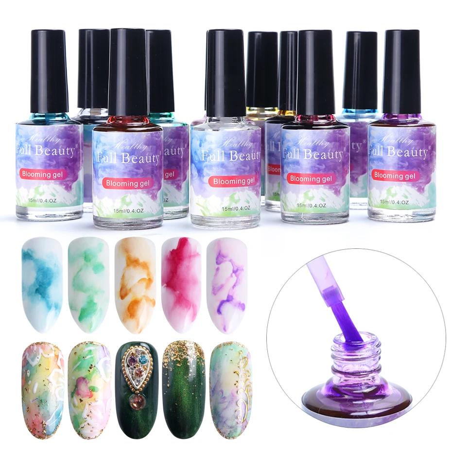 

12pcs Watercolor Ink Nail Polish Blooming Gel Smoke Effect Magic Smudge Bubble DIY Varnish Nail Art Decorations Manicure SA895-1