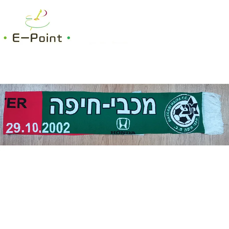 

Шарф для фанатов Maccabi Haifa FC, размер 145*18 см, двусторонний вязаный