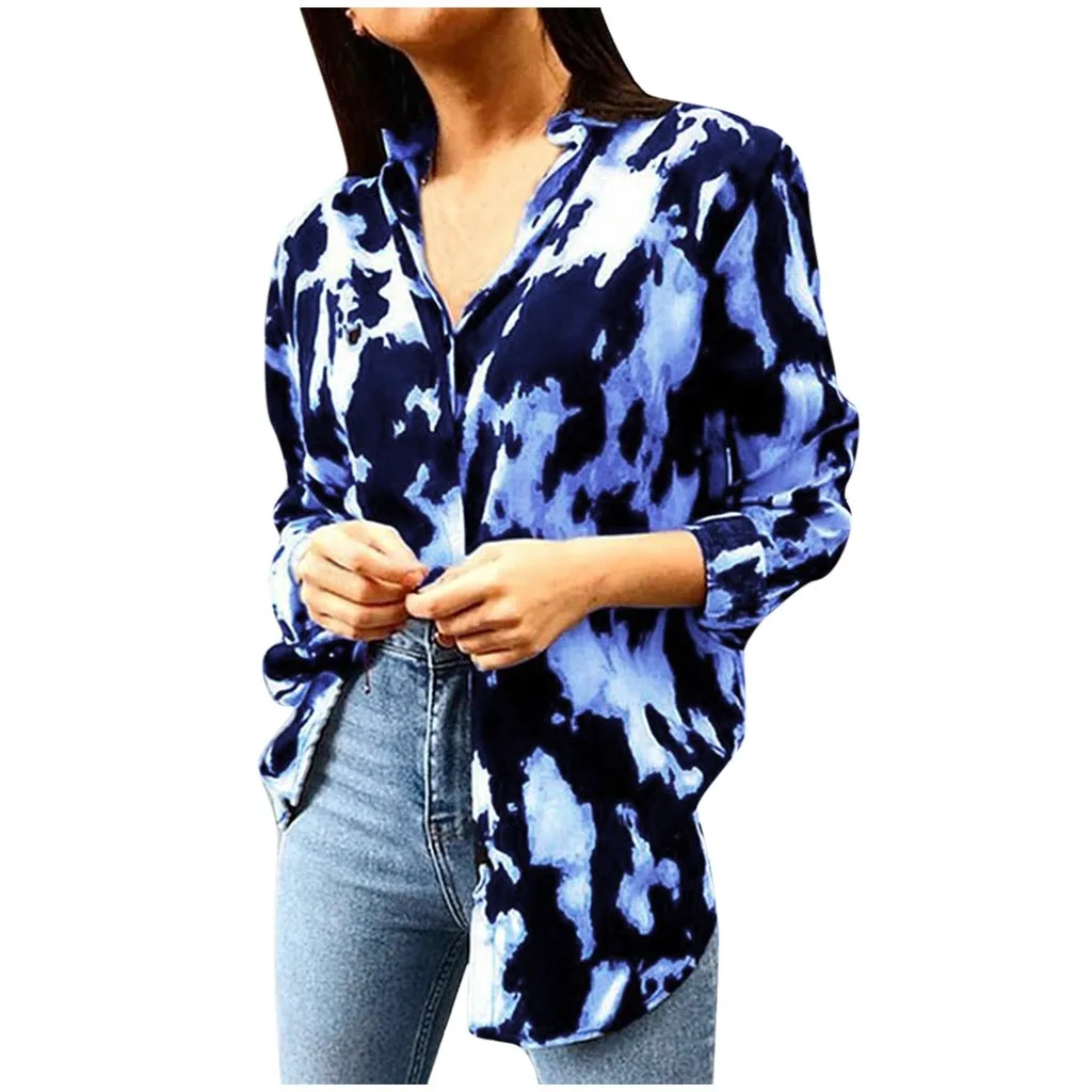 Женские рубашки с длинным рукавом винтажные топы и блузки v образным вырезом на