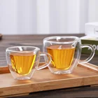 Стеклянная кружка в форме сердца, 180240 мл, пара чашек, чашка с двойными стенками, Термостойкие чашки для чая, пива, молока, кофе, чашка, подарок, посуда для напитков