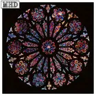 Полноформатнаякруглая алмазная живопись, витражное стекло, цветочный узор, 70x70 см, алмазная 5d мозаика, вышивка сделай сам пейзаж