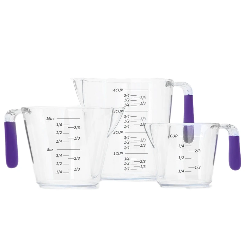 

Пластиковая мерная чашка с угловым захватом, мерная чашка, женская прозрачная кружка, 3 упаковки (32 унции/16 унций/8 унций)