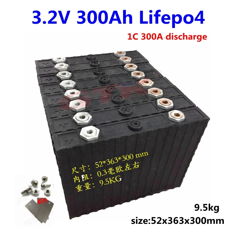 4pcs lifepo4 cell 3.2v 300ah high capacity lithium battery for electric vehicle car boat inverter solar energy storage - купить по