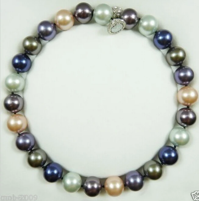 + 907 16 мм настоящее многоцветное круглое Южное море Жемчужное ожерелье 18'' |