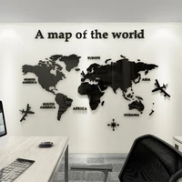 home decor diy europe world map%e3%80%80wall stickers 3d acrylic office tv background wall crystal mirror decoration stickers