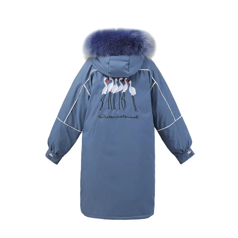 Для женщин Красочные меховой воротник с капюшоном большого размера зимнее