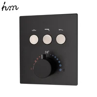 hm touch button concealed shower switch black brass thermostatic 3 way water shower valve