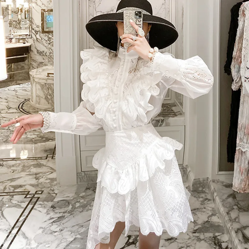 [EWQ] Весна 2020 новая белая рубашка с длинным рукавом для женщин + юбка высокой