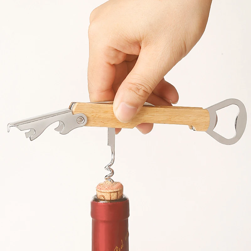 10 шт. многофункциональный деревянный штопор для вина с ножом и открывалкой пива