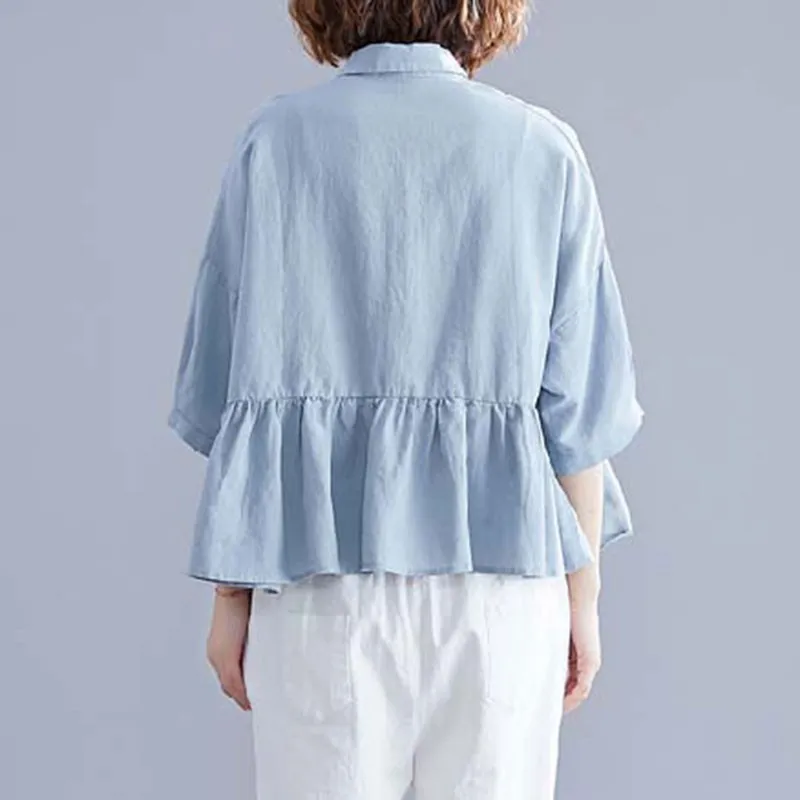 

Oversized Women Cotton Linen Casual Shirts New Arrival 2021 Summer Simple Style Vintage Solid Color Loose Female Tops S3228