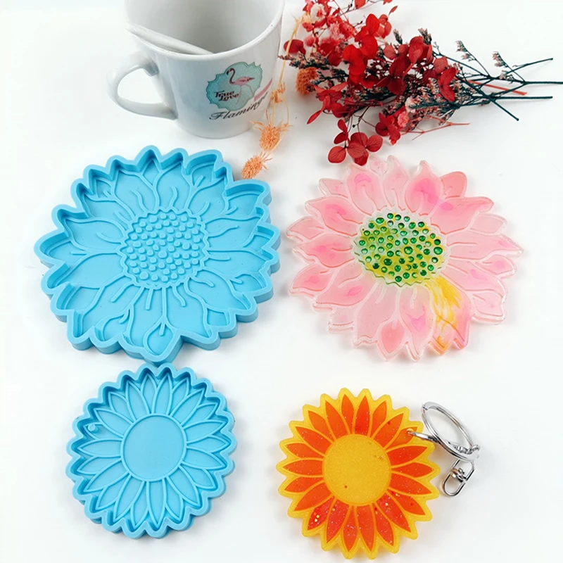 

DIY Crafts Handcraft Sunflower Coaster Epoxy Resin Mold Cup Mat Pad Silicone Mould Home Decoration Casting Tool