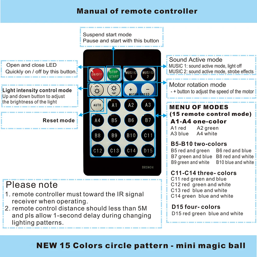 Светодиодный сценический светильник с вращающимся звуковым диско шариком 15