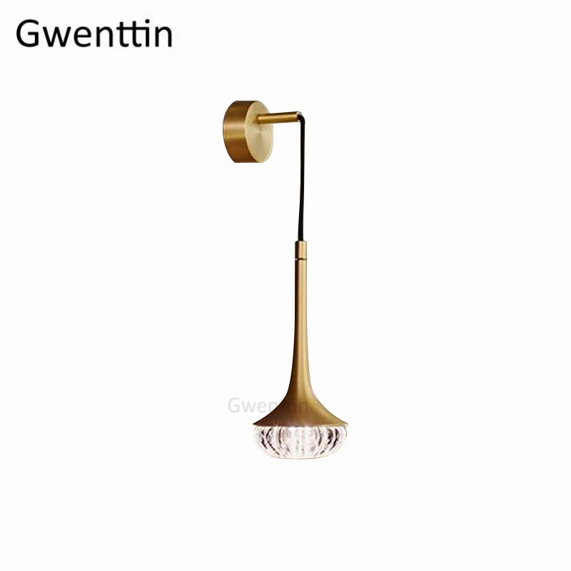 Роскошный хрустальный золотой настенный светильник современный бра