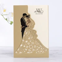 10pcs laser cut wedding invitation cards bride and groom greeting card print favors wedding decoration party supplies