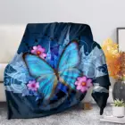 Одеяло комфортное теплое с синими бабочками, 120 х150 см