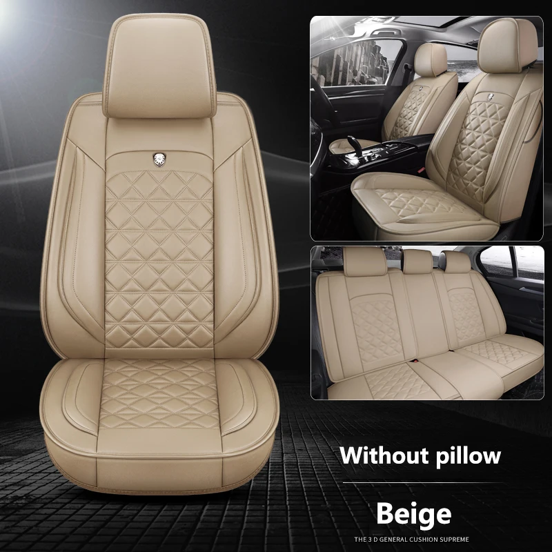 Beige Универсальные кожаные чехлы для автомобильных сидений для Toyota Corolla Camry Rav4 Auris Prius Yalis Avensis Alphard 4Runner Hilux - Название цвета: Beige