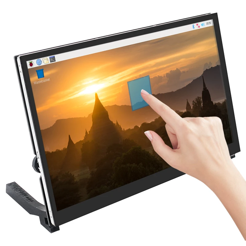 10 1 дюймовый ЖК дисплей Raspberry Pi 4 IPS емкостный сенсорный экран 1024x600 с держателем для