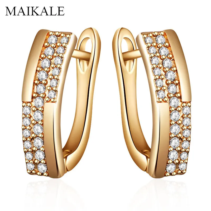 MAIKALE, новые простые серьги-гвоздики с кубическим цирконием для женщин, хорошее ювелирное изделие, длинные серьги из розового золота, изысканное ювелирное изделие для свадебной вечеринки