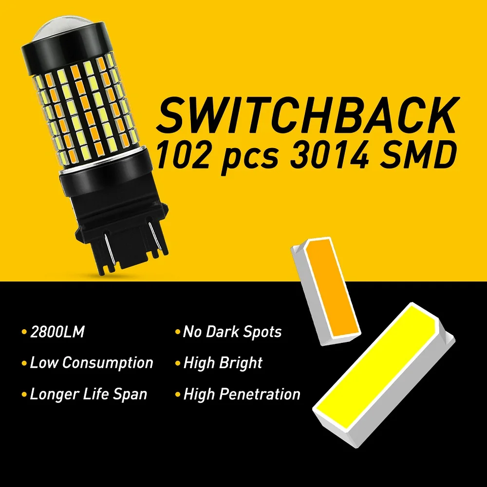 AUXITO T25 светодиодный 3157 3156 3057 3056 P27/7 Вт светодиодный лампы 54 светодиодный 4014 SMD светодиодный лампы заднего сигналы стояночного тормоза 12 V, желтый, белый