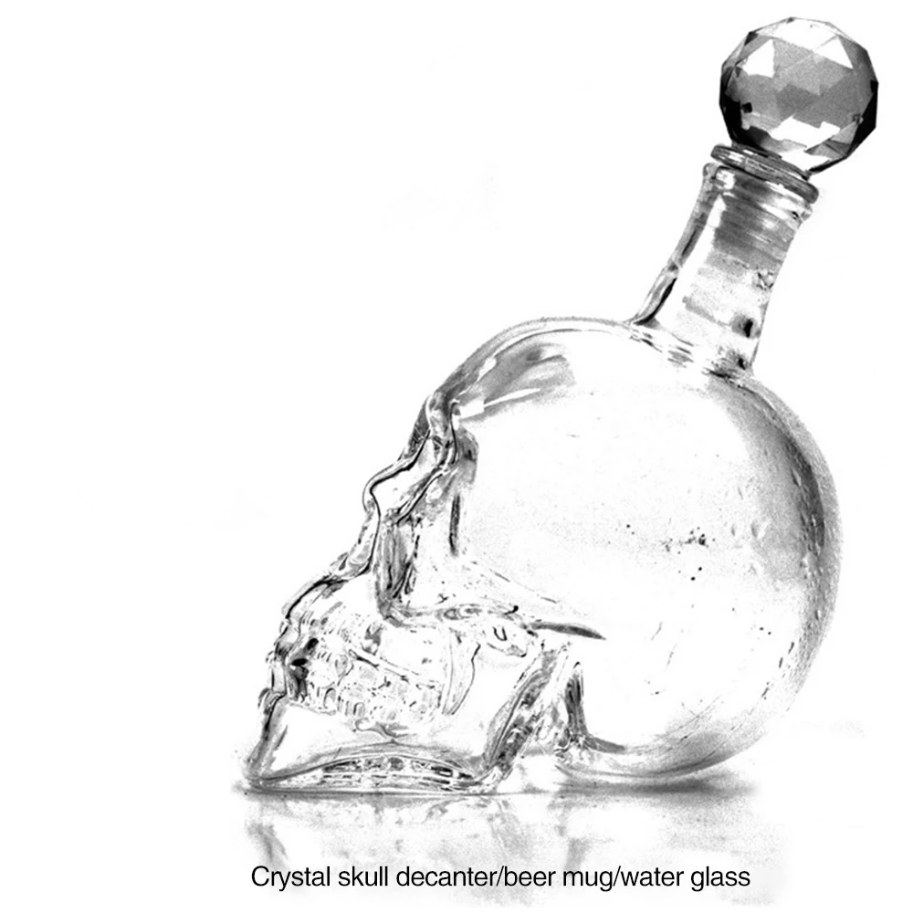 

Creative Skull Glass Decanter Whiskey Vodka Crystal Bottle Spirit Glass Transparent Wine Drinking Glass Bar Home Hot Sale