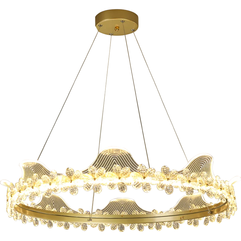 

Nordic Petal Chandelier post-modern Living Room Chandelier simple light luxury crystal dining room lamp bedroom art circle lamp