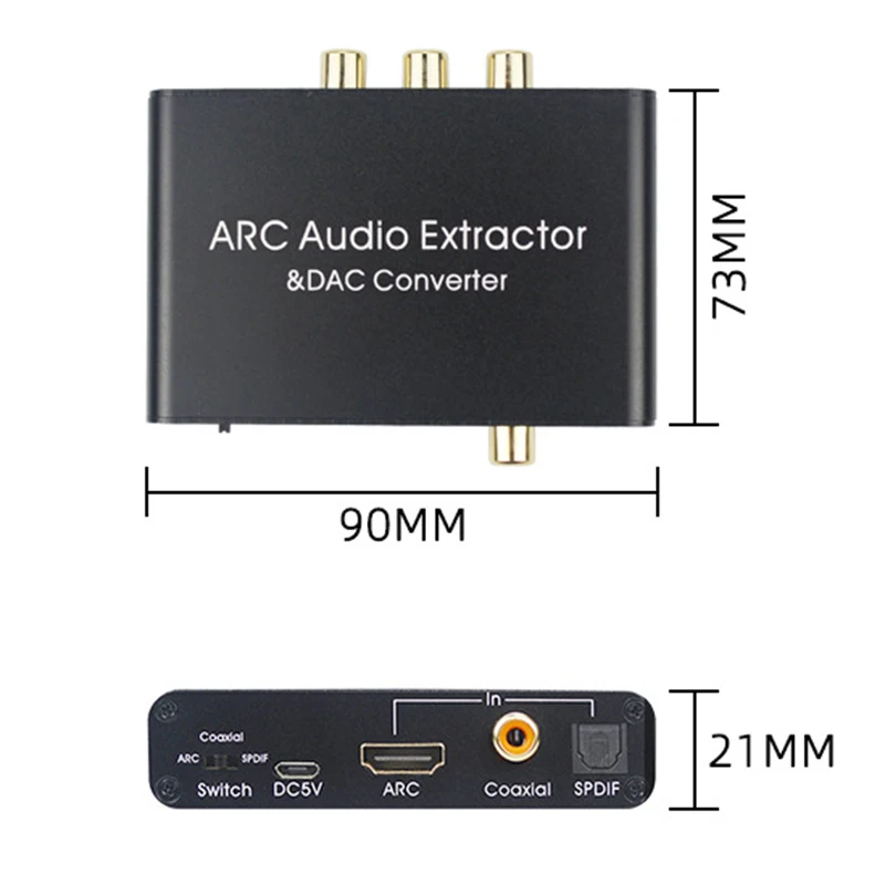 

HDMI ARC Audio Extractor DAC Converter 192KHz Fiber Optic Coaxial 3.5mm Earphone Converter
