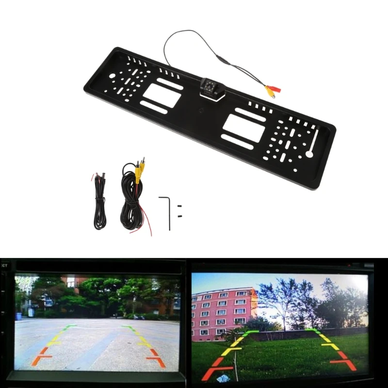 

8 LED Car Auto European Backup Licence Plate Frame Rear View Park Reverse Camera 781B