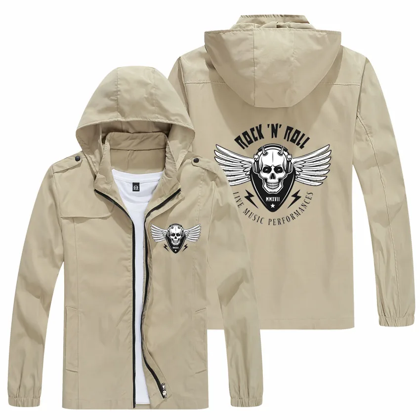 

2021 fashion skull logo men's summer Hooded Jacket thin windbreaker waterproof hat detachable beach casual jacket