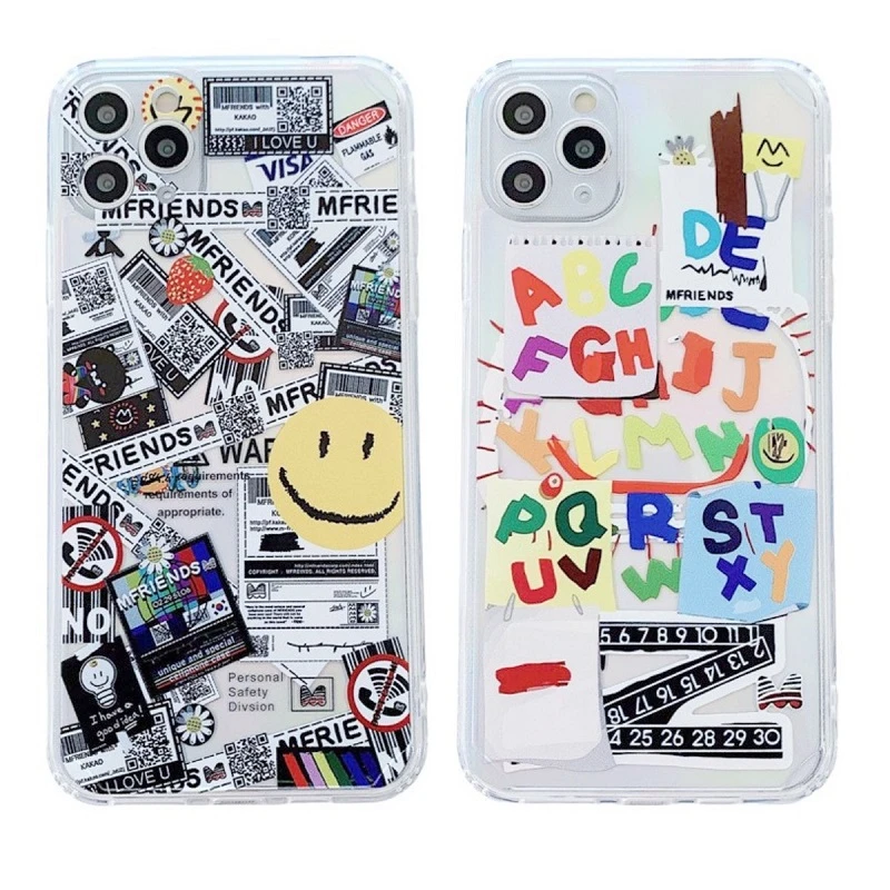 

Cartoon Lucky Smiley Straight Edge Phone Case For iPhone 11 Pro Max 12 Mini XS XR X 7 8 Plus SE 2020 12Pro Clear Soft TPU Cover