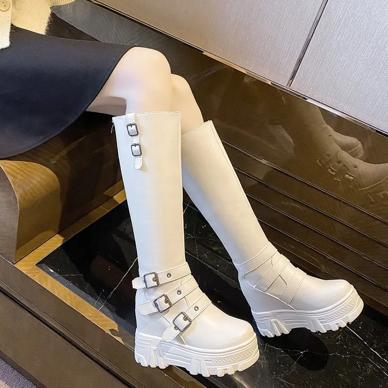 

2021 New Fashion Winter High Boots Knight Boots Increased Long Trifle Bottom PU Trend Designer Women's Boots thigh high boots