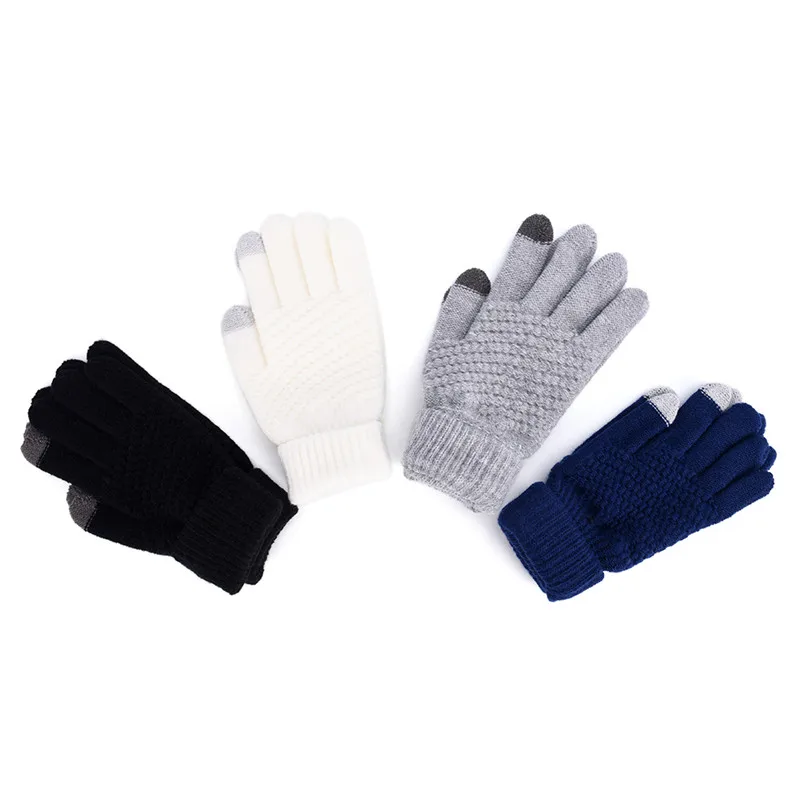 

Autumn Winter Women's Cashmere Knitted Winter Gloves Cashmere Knitted Women Warm Thick Gloves Touch Screen Skiing Gloves