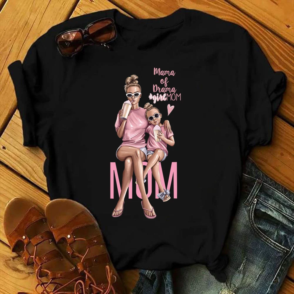 

Girl Mom T shirt Women Mother's Love Print Black T-shirt Harajuku Mama TShirt Vogue Tops tee shirt Femme