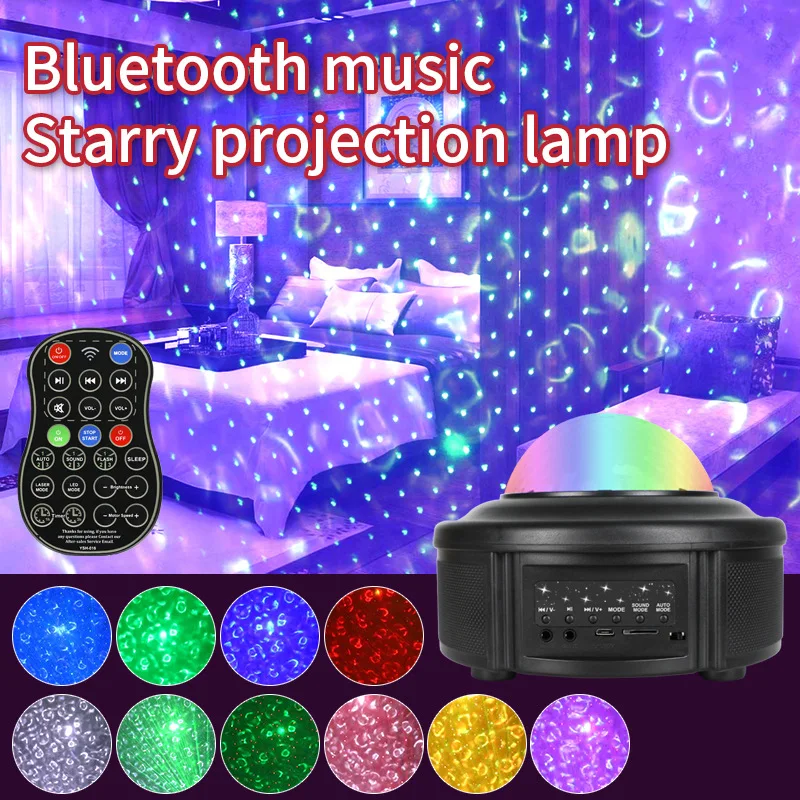 Lâmpada de Projeção de Céu Atmosfera de Música Laser de Palco Estrelado Colorido Galaxy Bluetooth Romântico Led Luz Rotativo