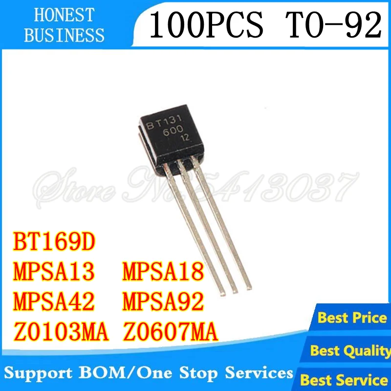100 шт. MPSA42 MPSA92 MPSA13 MPSA18 Z0103MA Z0607MA BT169D BT131 600 A42 A13 A92 0103MA Z0103 Z0607 0607MA 131