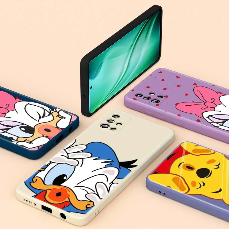 

Cute Donald Duck Liquid Silicone Phone Case For Samsung A91 A81 A72 A71 A52 A51 A50 A32 A31 A20 A30 A21S A20S A02 A01