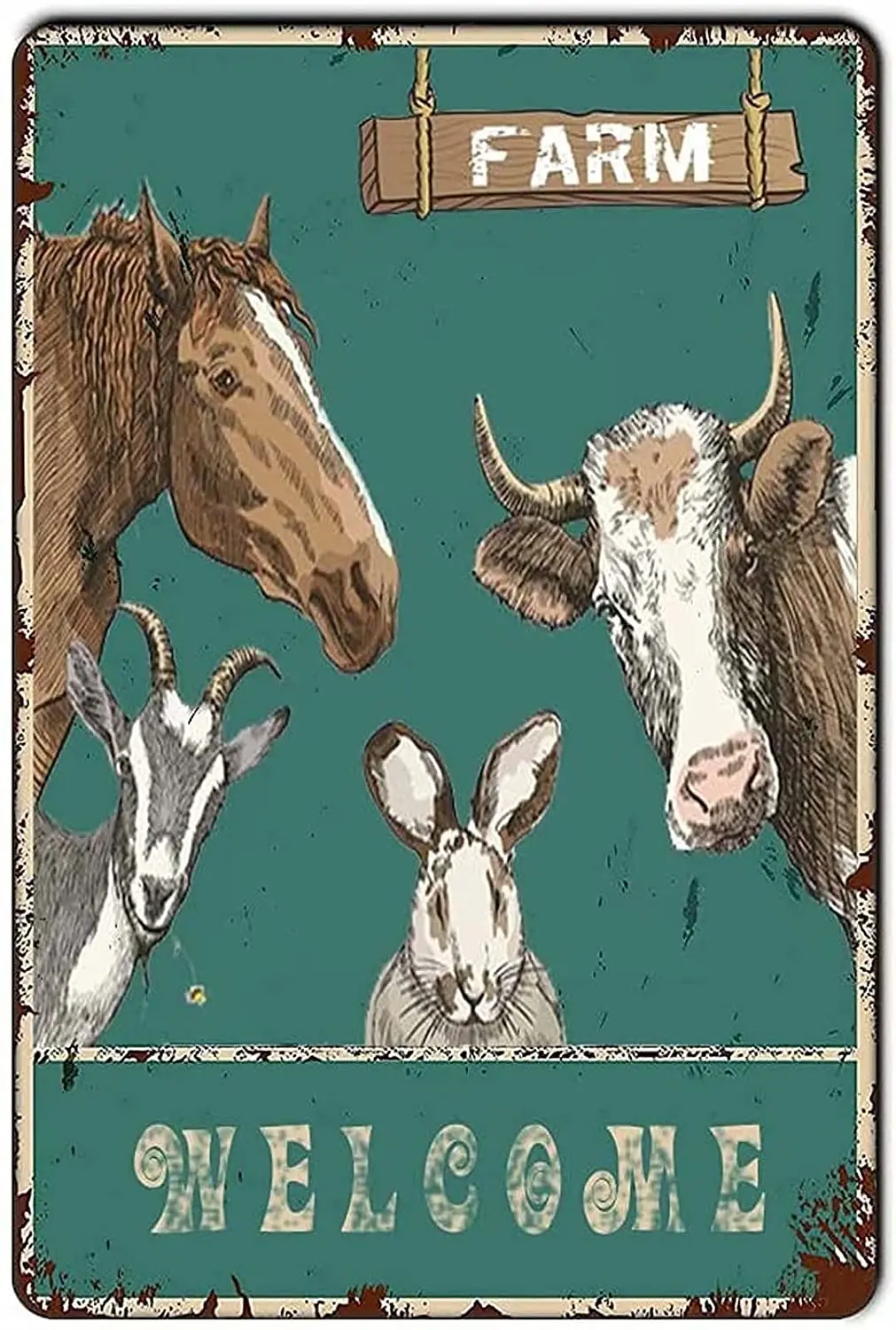 

Tin Sign Vintage -Welcome to Farm- Suitable for The Room Living Room Bar Garage Club Wall Decoration Metal Sign 8x12 Inch