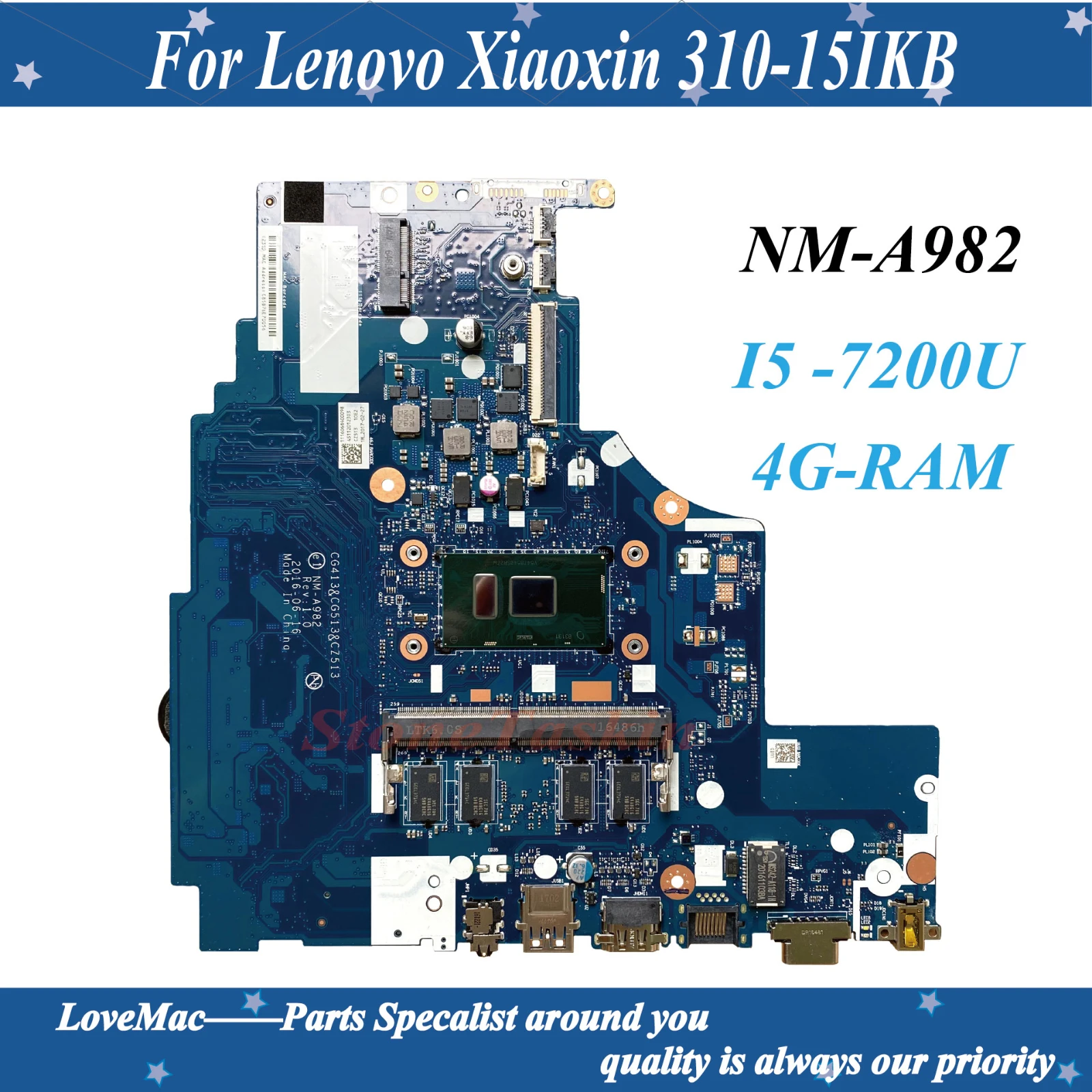 Хорошее качество NM-A982 материнская плата для ноутбука Lenovo 310-15IKB оригинальная 4G-RAM