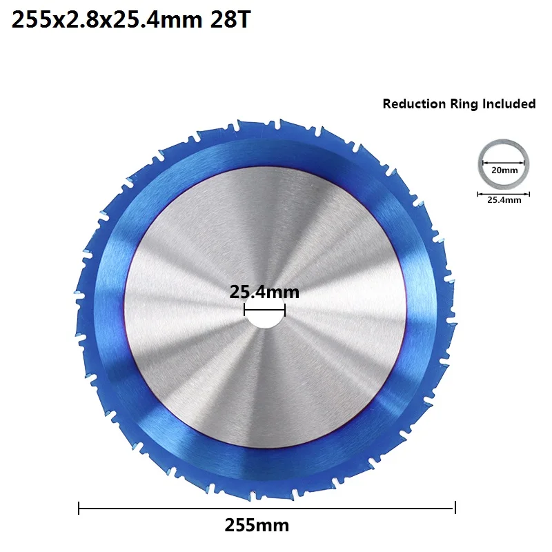 255x2.8x25.4x28T XCAN 1 шт. 165-300 мм TCT пильный диск Nano голубое покрытие циркулярная пила Лезвие для обработки древесины режущие диски твердосплавный пильный диск - Цвет: 255x2.8x25.4x28T