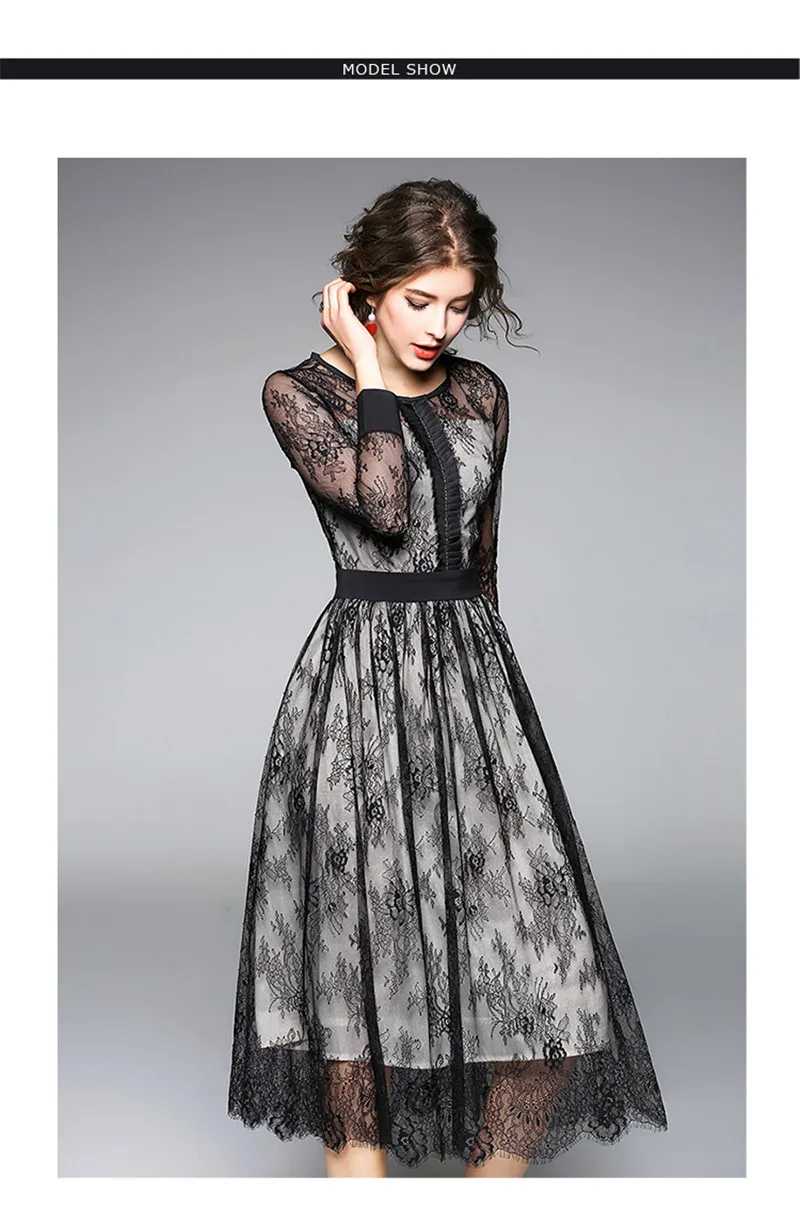 2020 Runway Весенняя новинка тонкий открытое кружевное платье Модная одежда