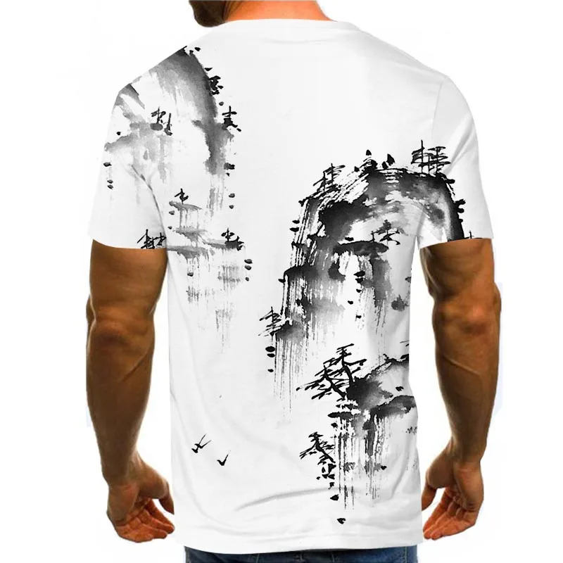 

Men Graphic T Shirts Round Neck 3D Print Short Sleeve Daily Tops Black And White Art Tees