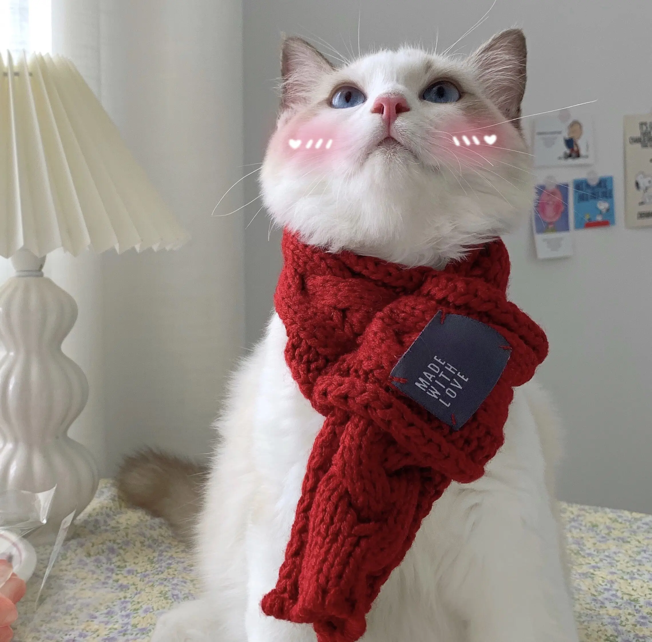 

Winter ins cat winter warm scarf knitted wool sweet cute dog collar bib pet accessories