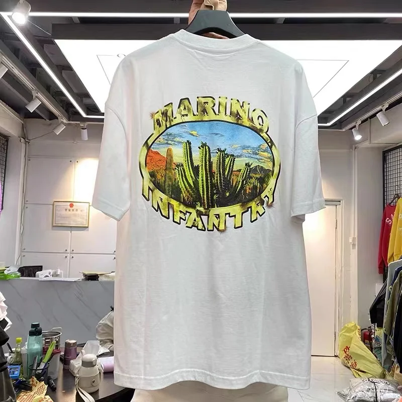 

American cactus retro letter print short sleeve t-shirt loose